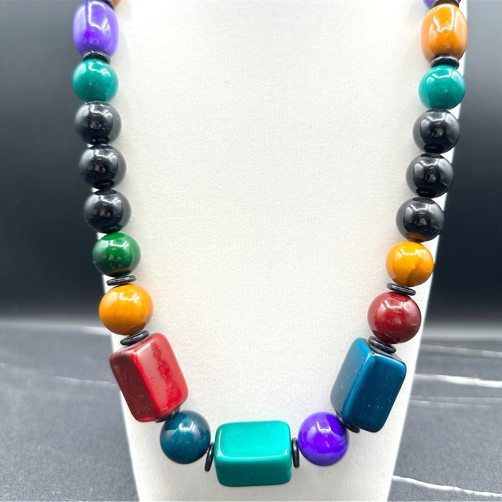 Vintage‎ 90s Beaded Chunky Necklace Boho Retro Women's Classic Fashion Jewelry